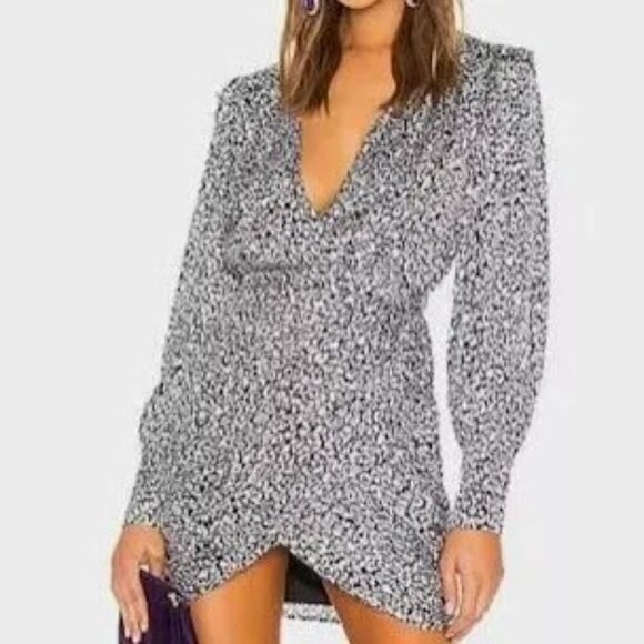 L’Academie Revolve the Joyce Black and White Long Sleeve Mini Dress XS - Picture 2 of 9